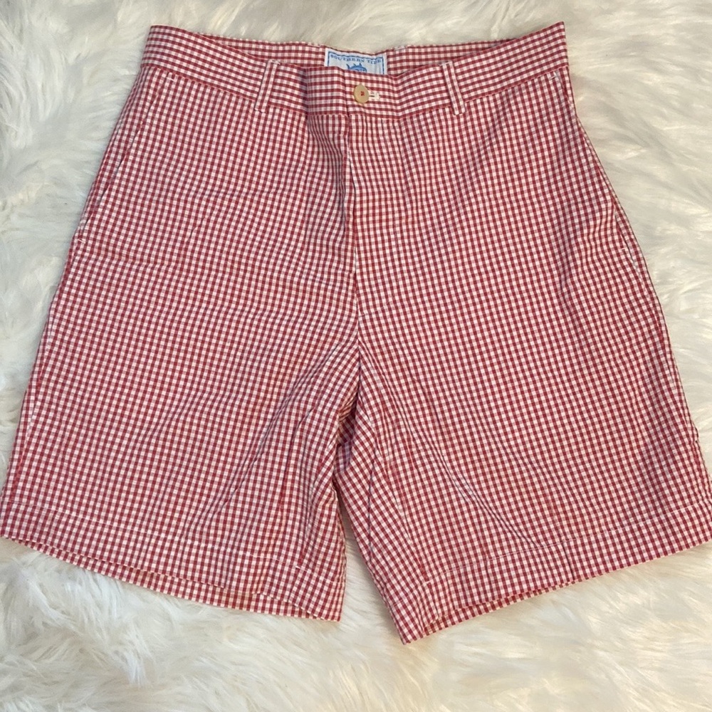 Southern Tide Red White Gingham Shorts Mens Sz 33